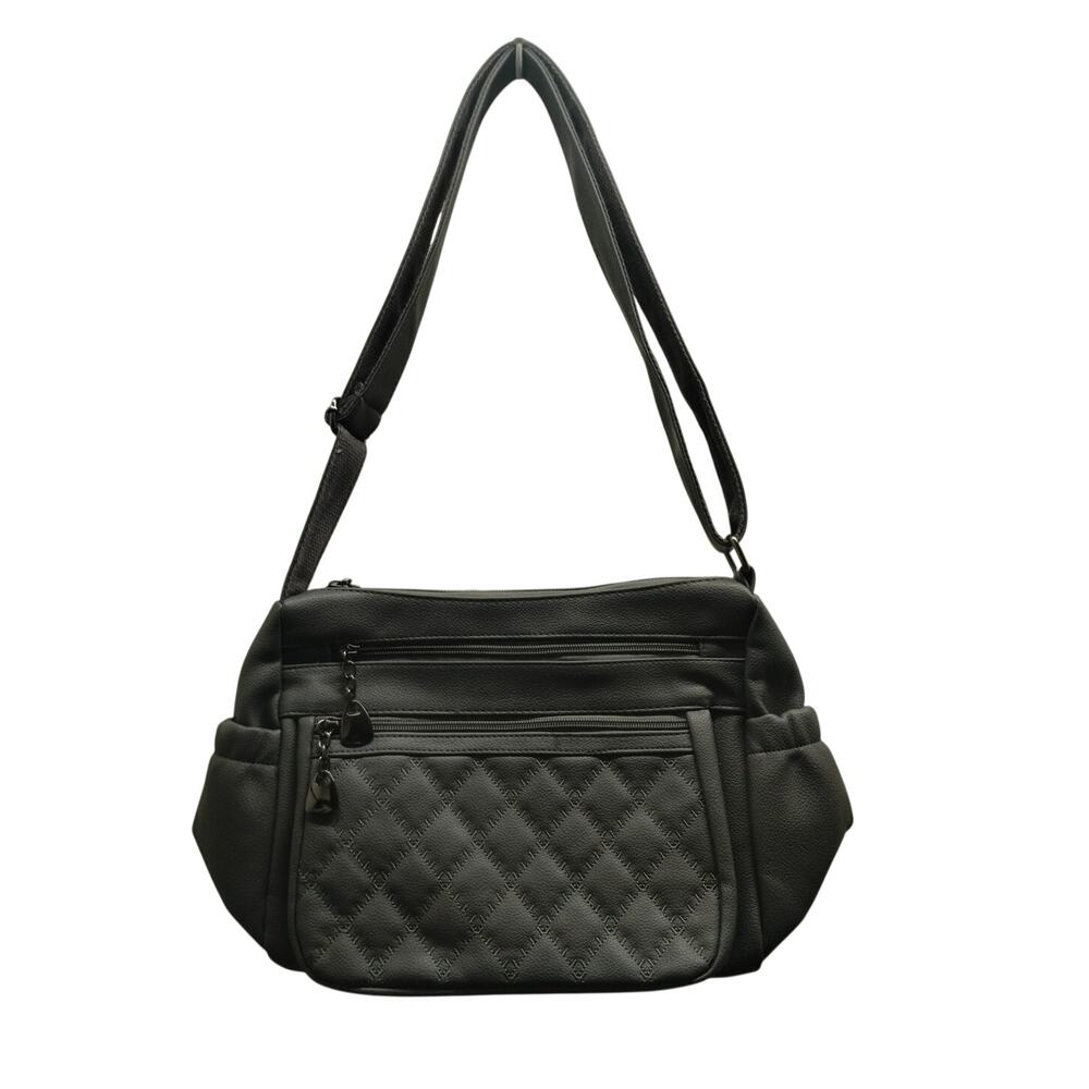Volganik Rock NWOT Soft Faux/Vegan Leather Gray Quilt Shoulder Bag Purse